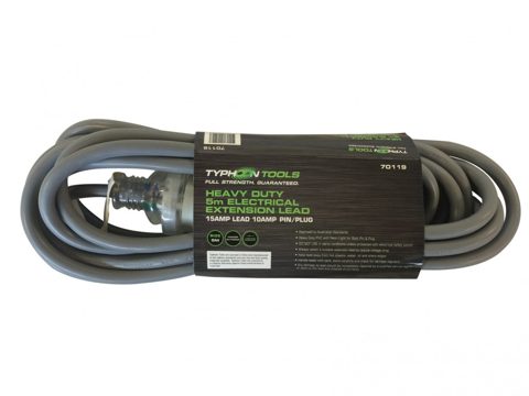 TYPHOON EXTENSION LEAD 10AMP PLUG - 15AMP CABLE 20MTR YELLOW