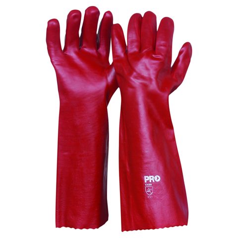 SAFETY GLOVES RED PVC 45CM