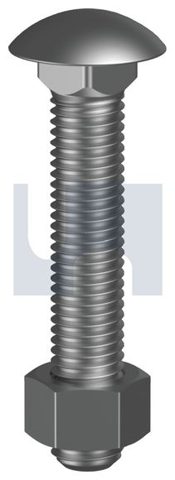 CUP HEAD UNC G8 BOLT & NUT 1/2 X 1 1/2 ZP